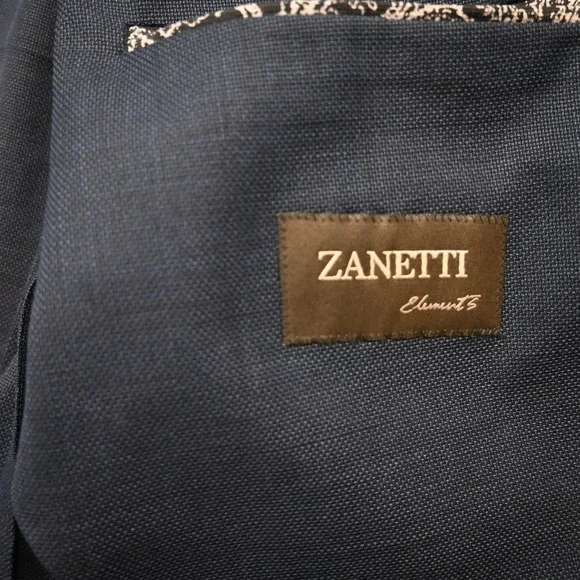 Zanetti 46R Navy Blue 100% Wool Kobe Unstructured Mens Blazer Jacket Sport Coat